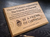 Laser etched solid wood plaques, Oxford England. 
